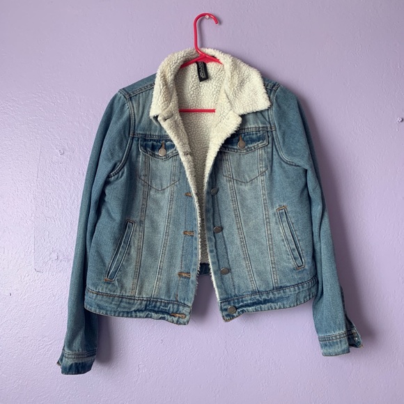 Jackets & Blazers - Faux Sherpa Lined Denim Jacket